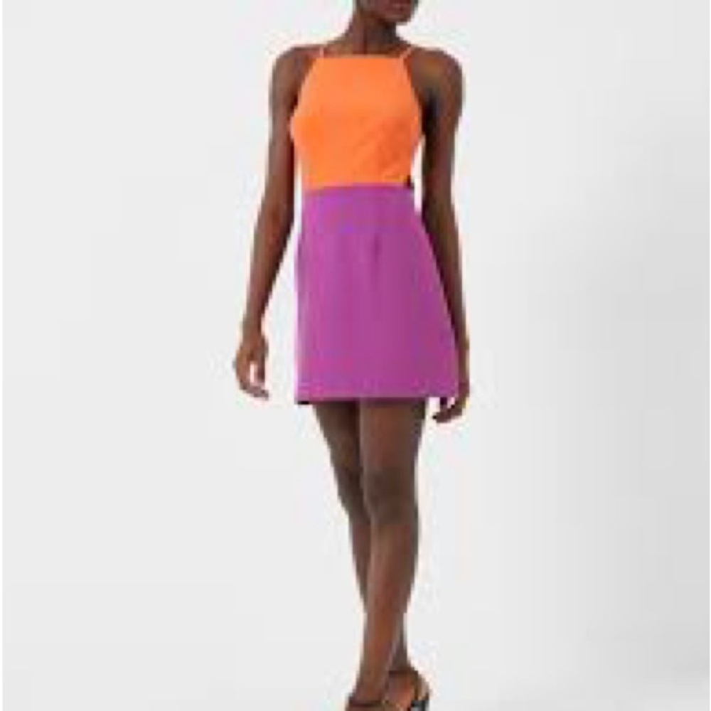 French Connection Orange and Magenta Colorblock Mini Dress